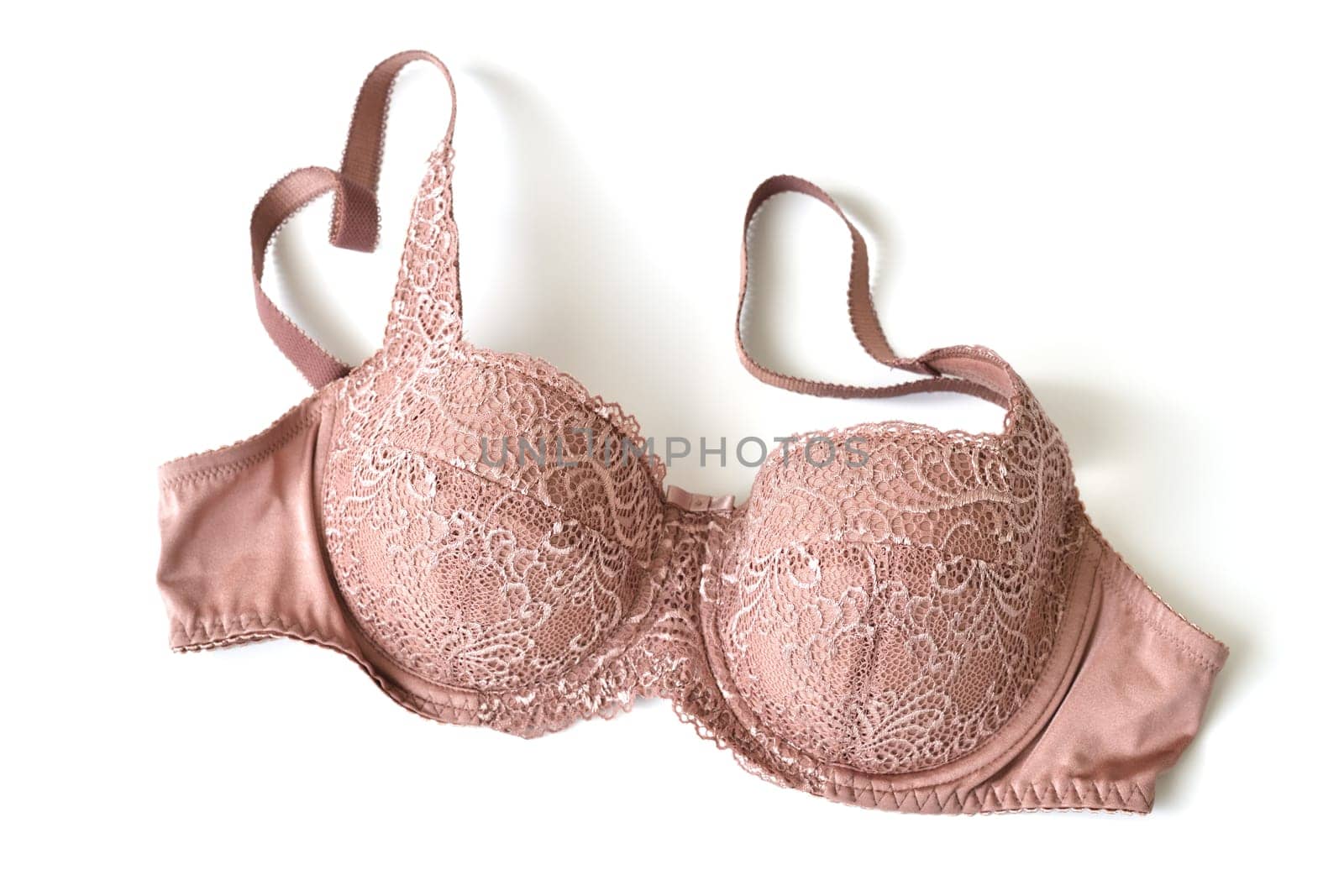 Beige Lace Bra on light background