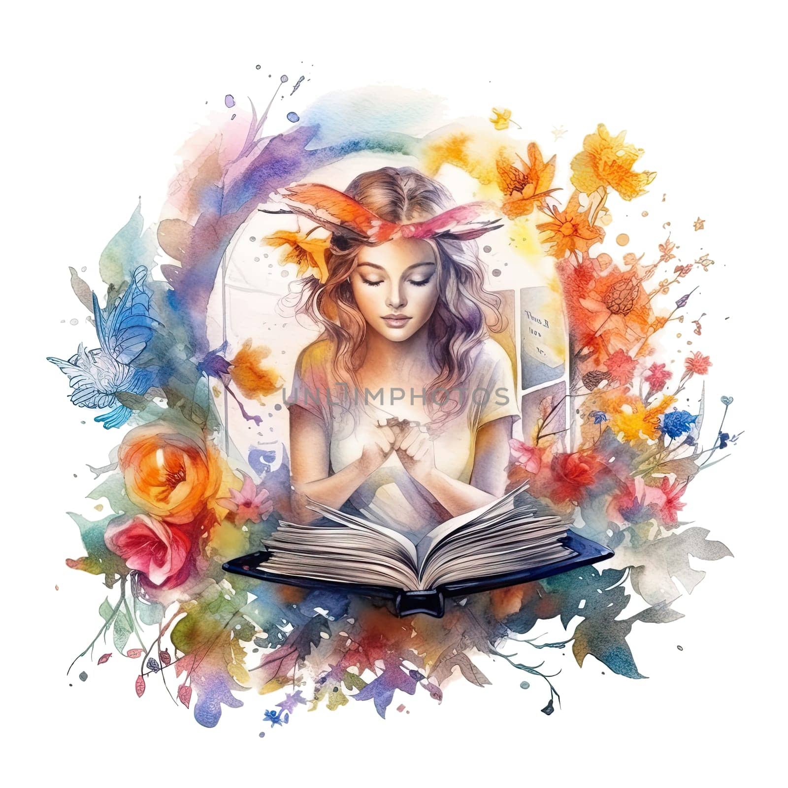 Open book Tale of Mermaid. Reading develops imagination
