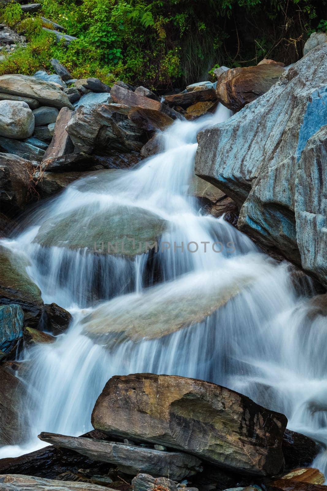 Cascade of Bhagsu waterfall in Bhagsu, Himachal Pradesh, India