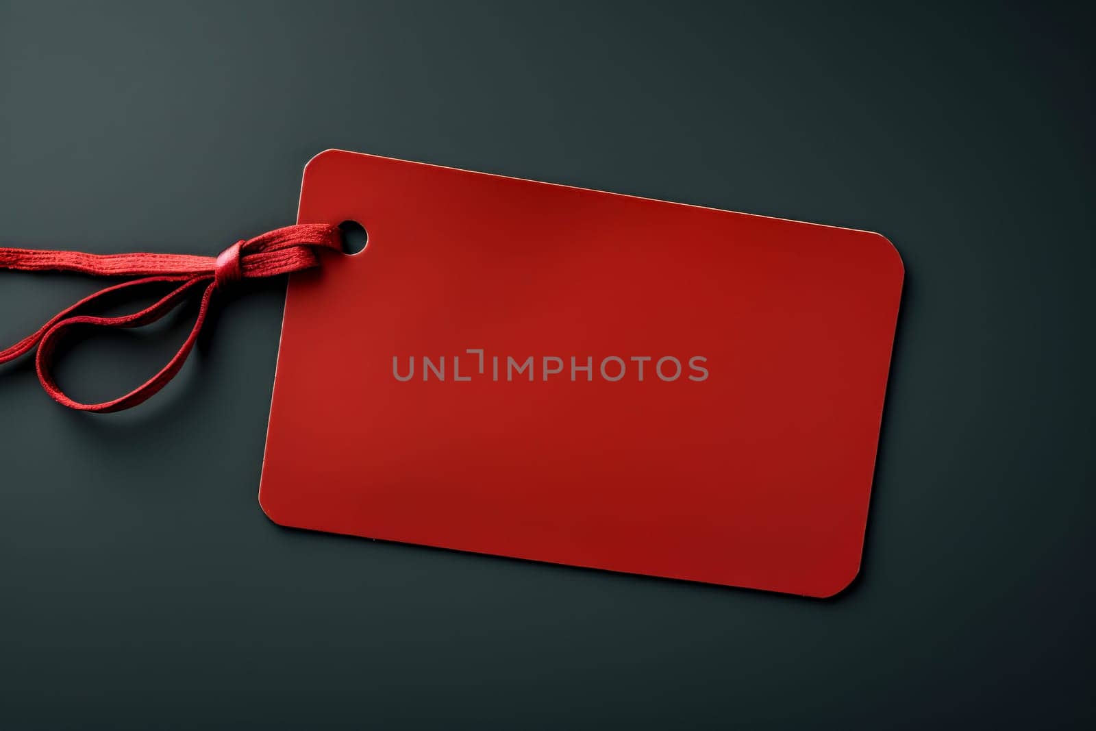 Red empty price tag on black or dark background. Black Friday concept, template copyspace.
