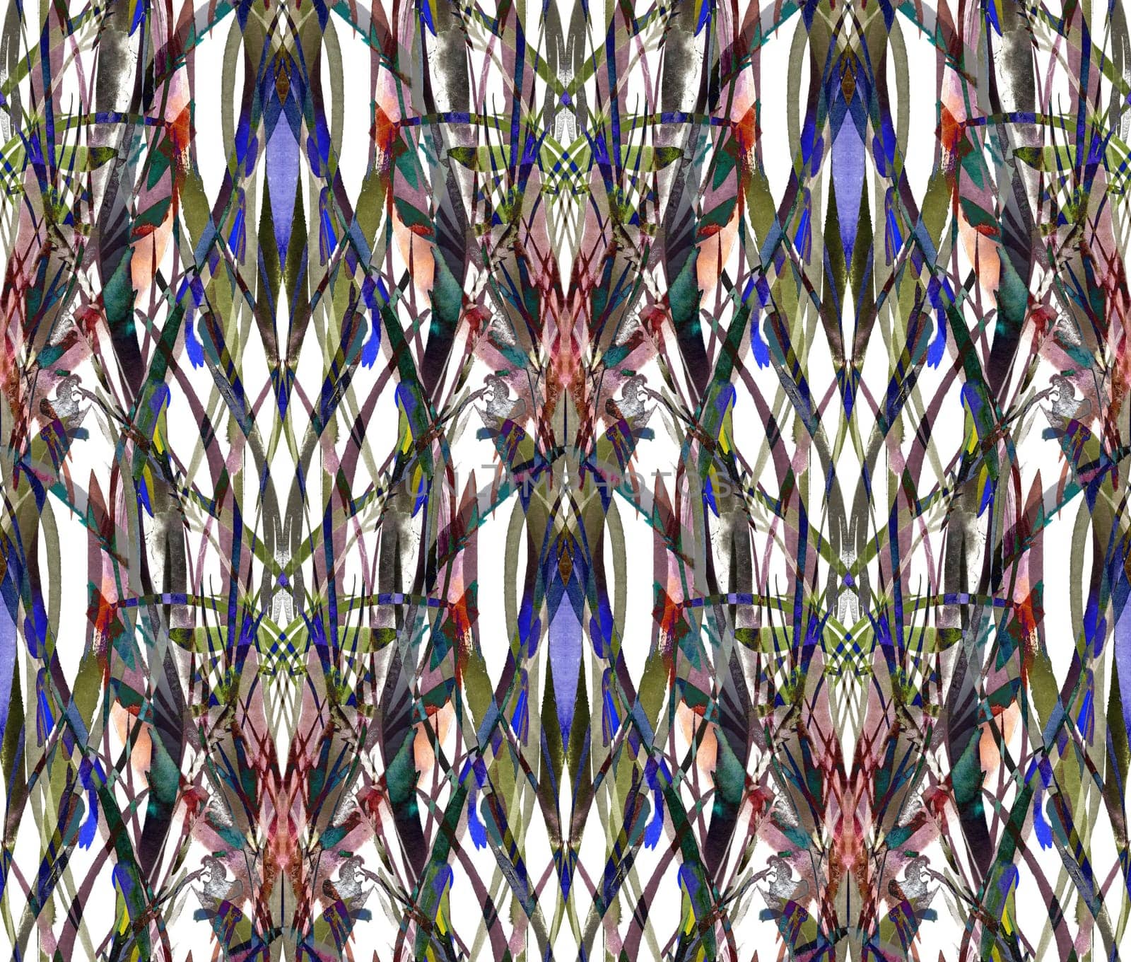 Watercolor floral seamless pattern symmetrical and vertical