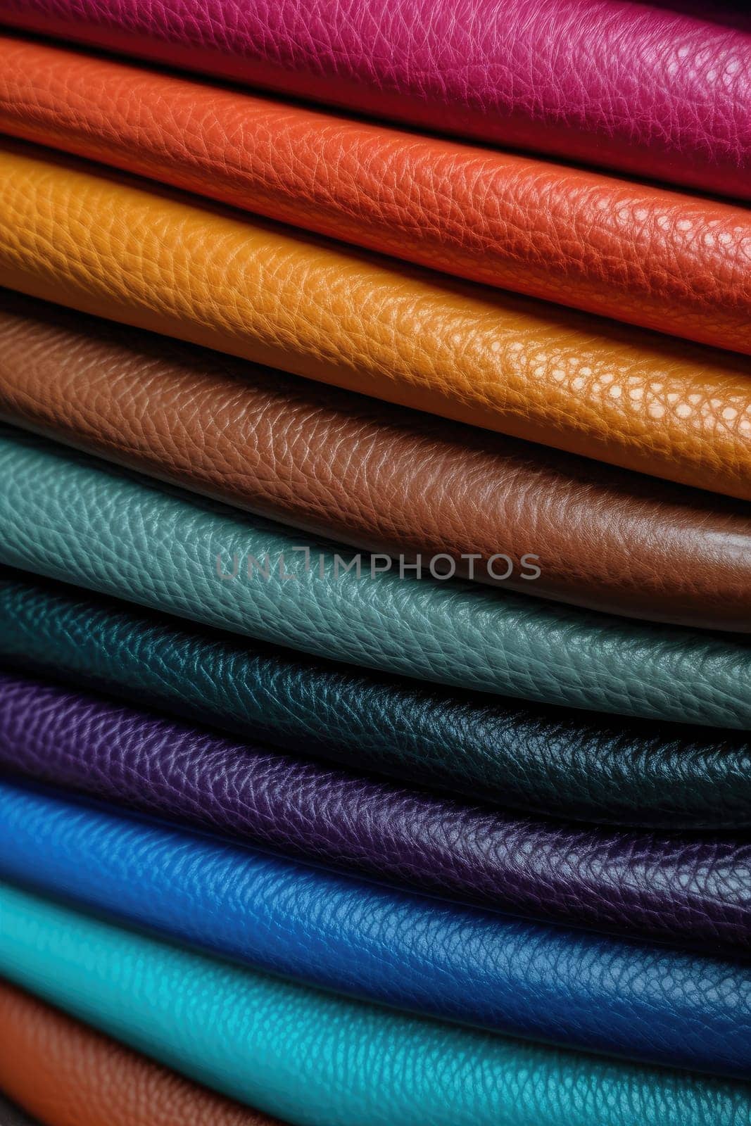 Artificial colorful leather texture with waves and bends, AI Generated