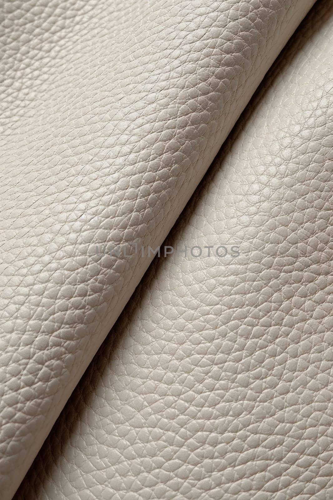 Artificial white leather texture with waves and bends, AI Generated