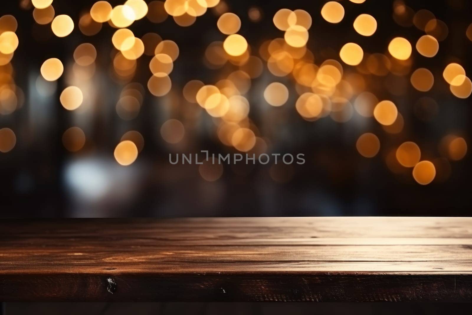 Empty wooden table and bokeh background. For product display, Generate Ai by prathanchorruangsak