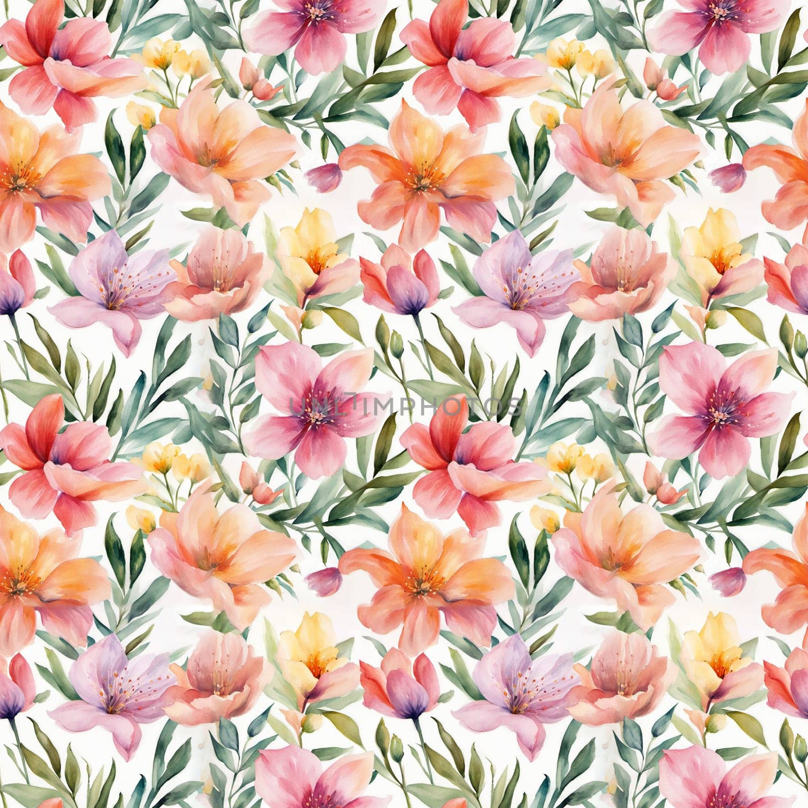 Floral shape watercolor seamless pattern. for wrappers.