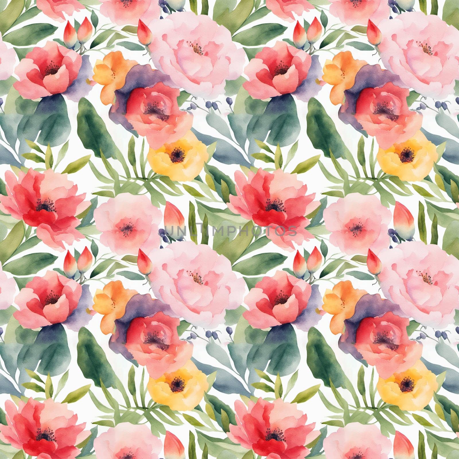 Floral shape watercolor seamless pattern. by TriArts