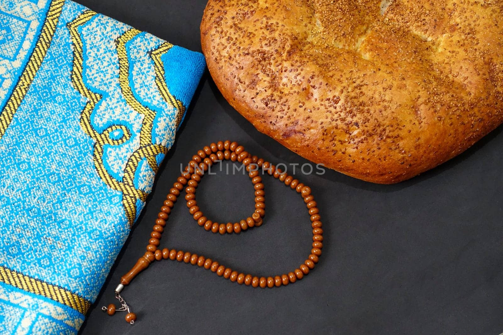 Pita with sesame seeds in Ramadan, pita bread in Turkish culture, Ramadan and pide,