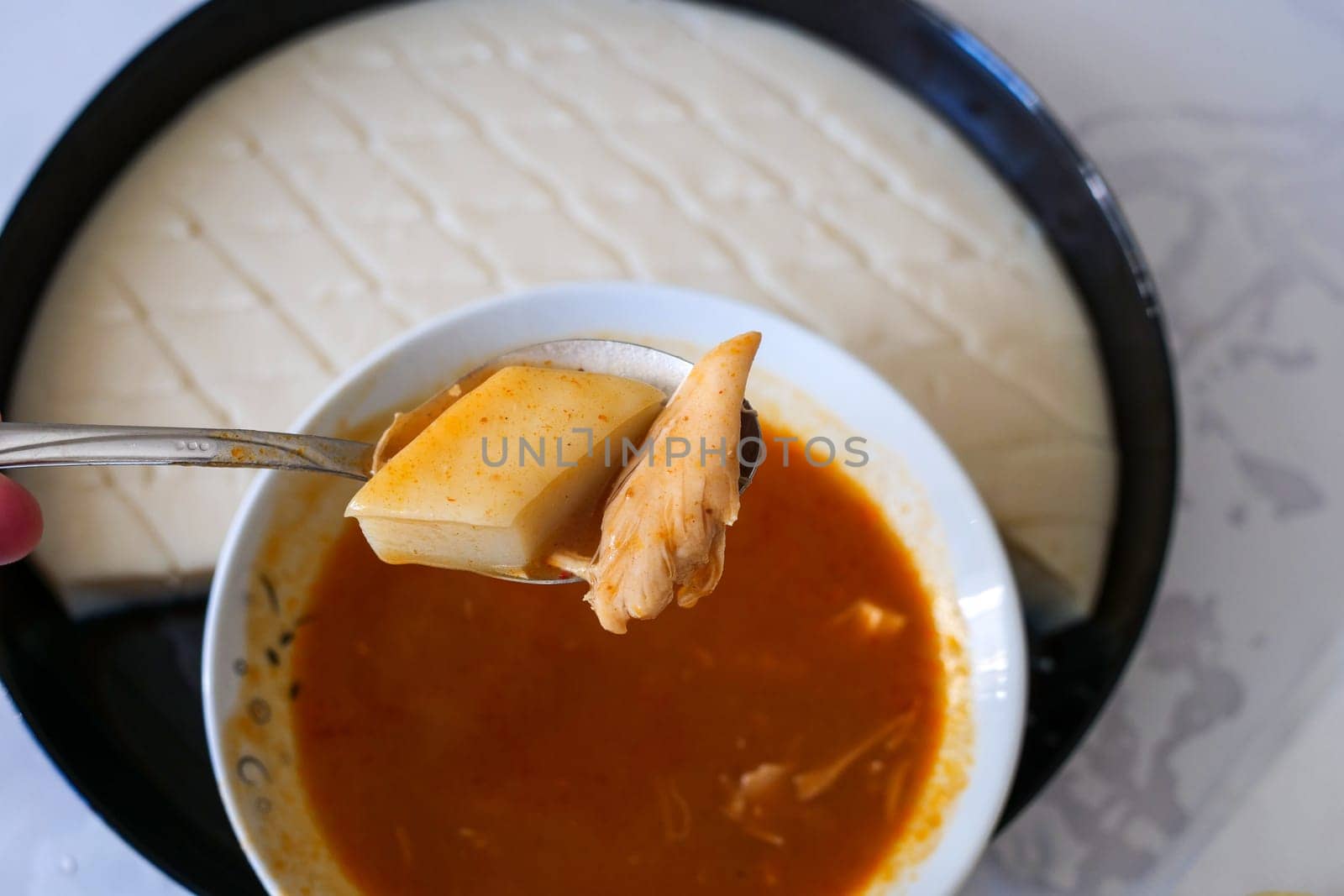 Arabaşı soup and dough, special arabaşı soup for Yozgat province in Turkey, Turkish arabaşı made in winter months, by nhatipoglu