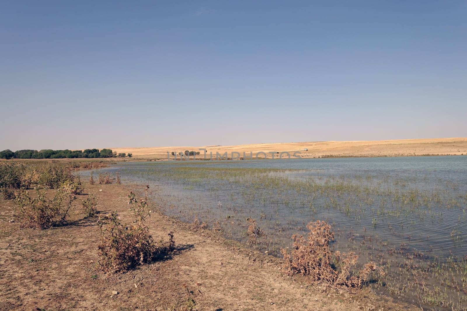 The irrigation dam of a village has lost a lot of water as a result of drought, the pond whose water has decreased, the tragic situation of the drought and irrigation pond, by nhatipoglu
