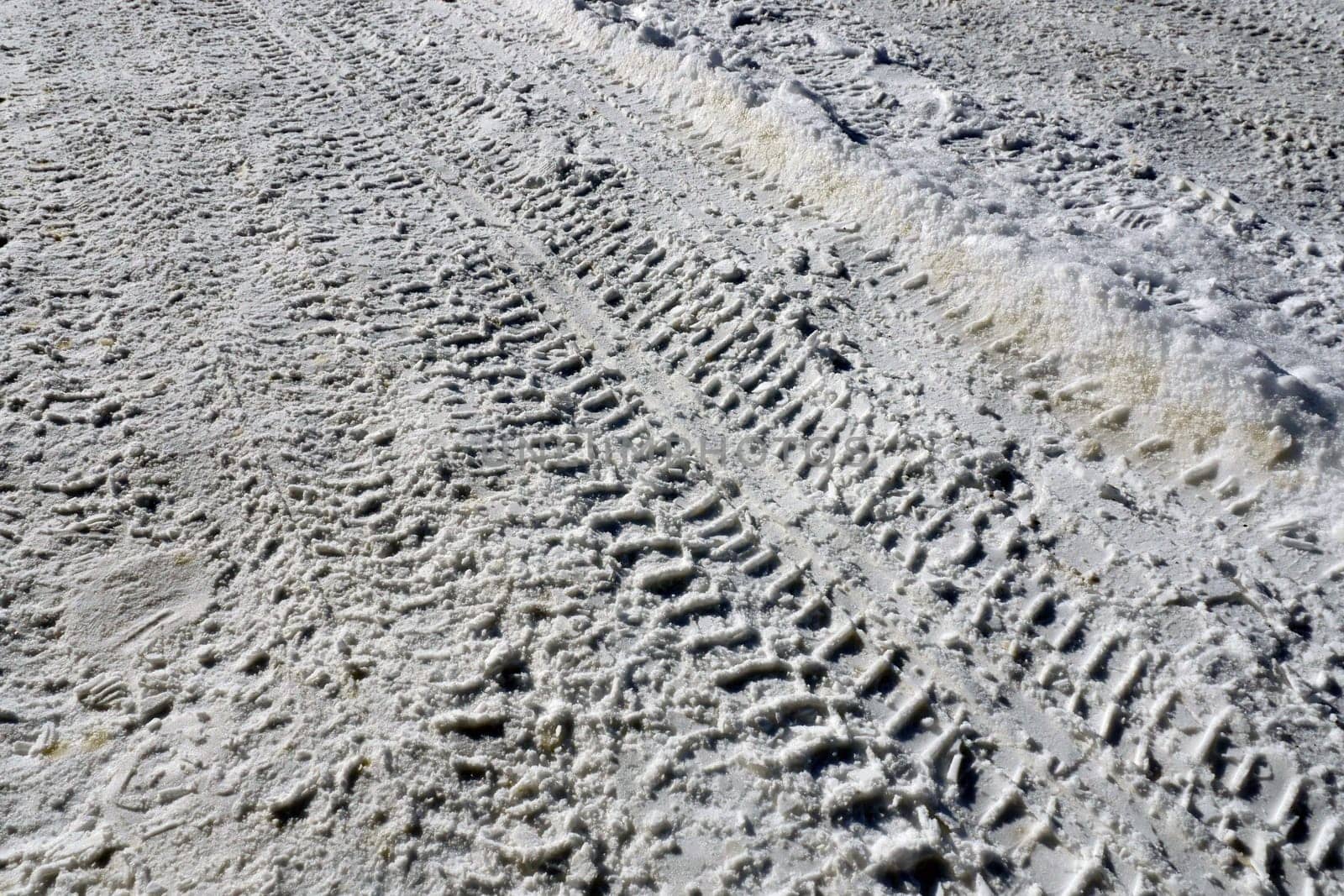 car tire marks on the snow, tire marks on the snow, by nhatipoglu