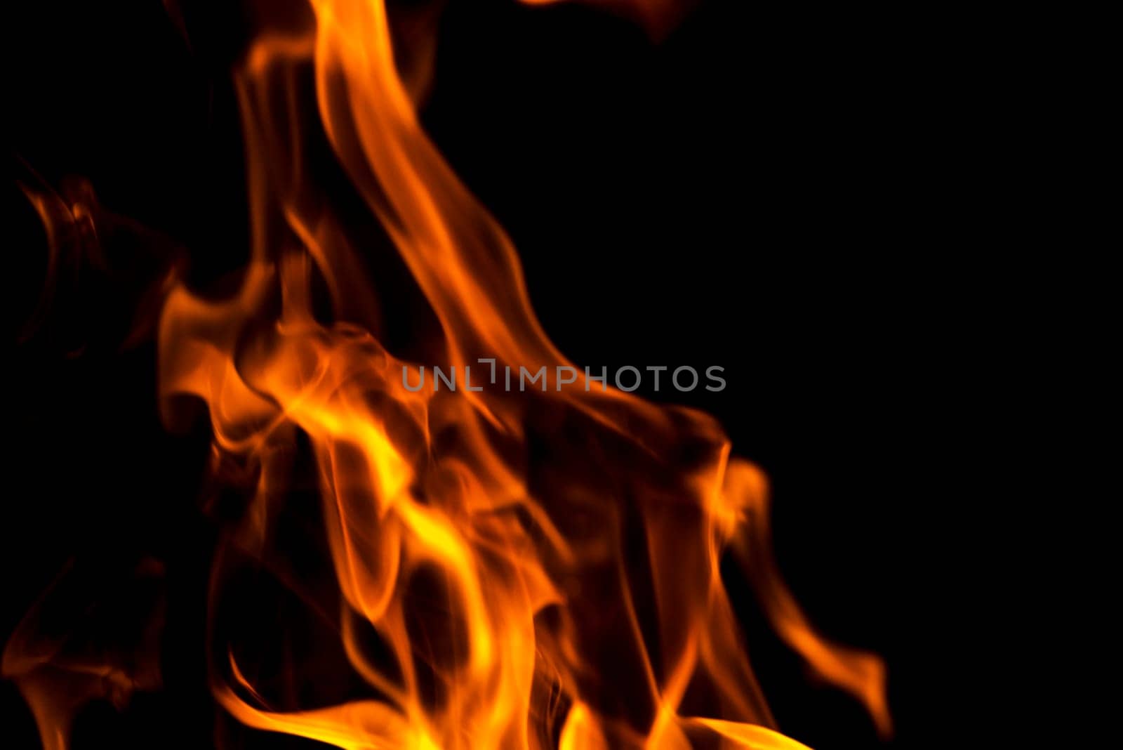 Fire flames abstract on black background. Fire and burning flame on dark background.