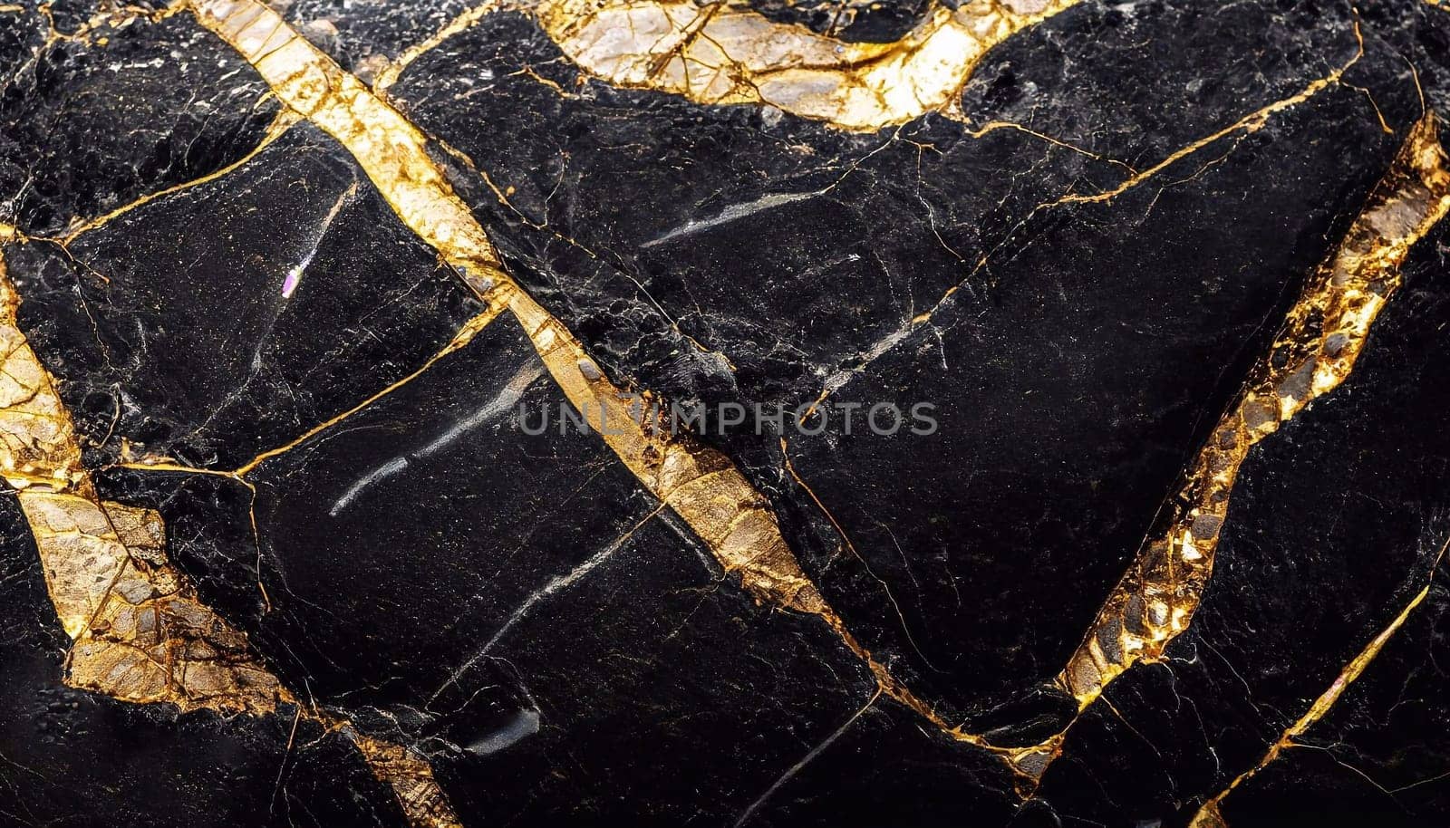 texture of glossy black glossy stone with gold veins by dec925
