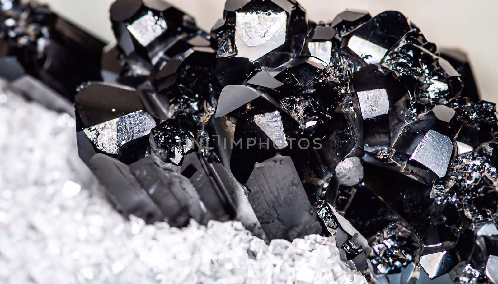 The macro photo of black crystals with glass texture by dec925