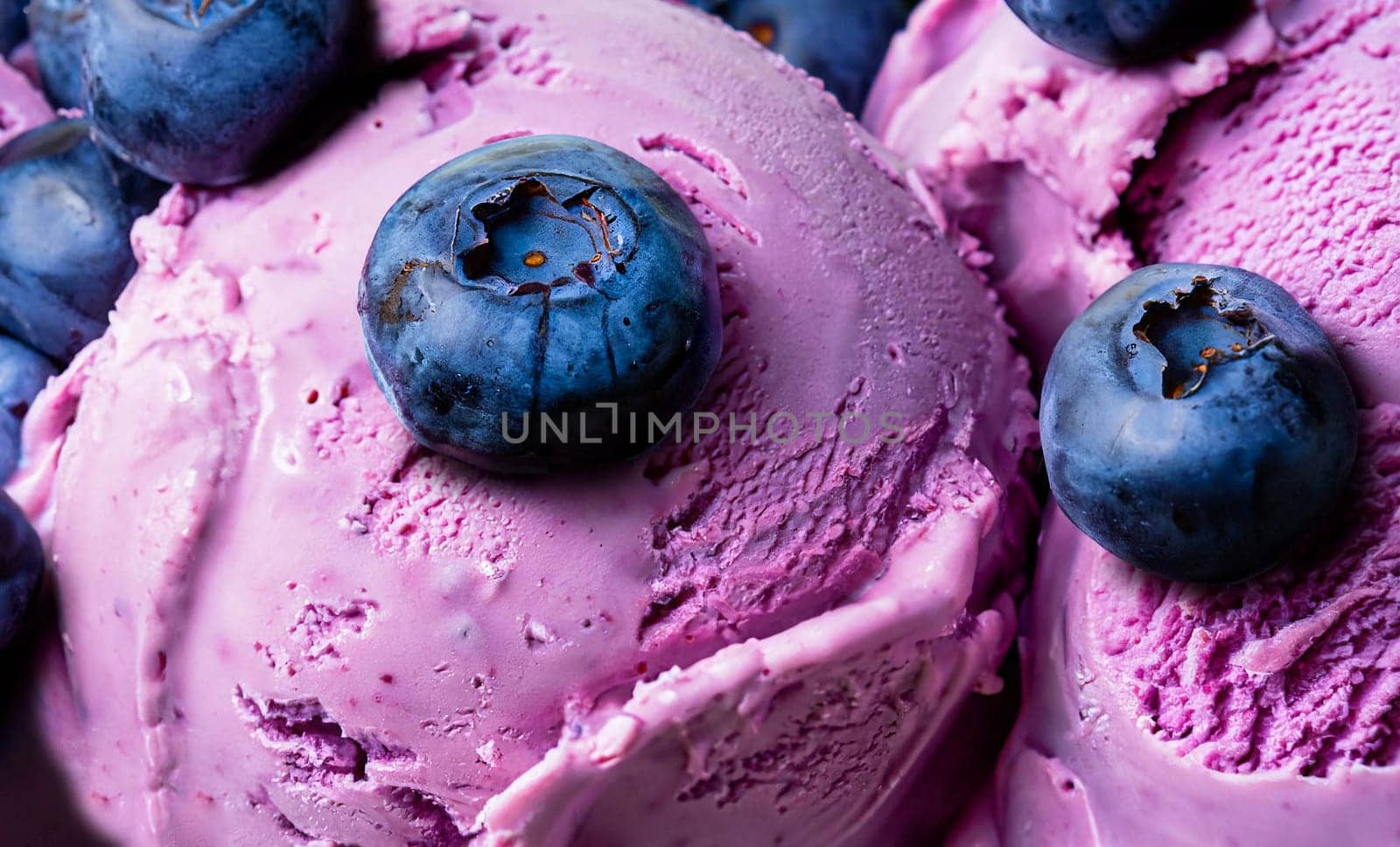 macro photo of blueberry ice cream with ice cream texture by dec925
