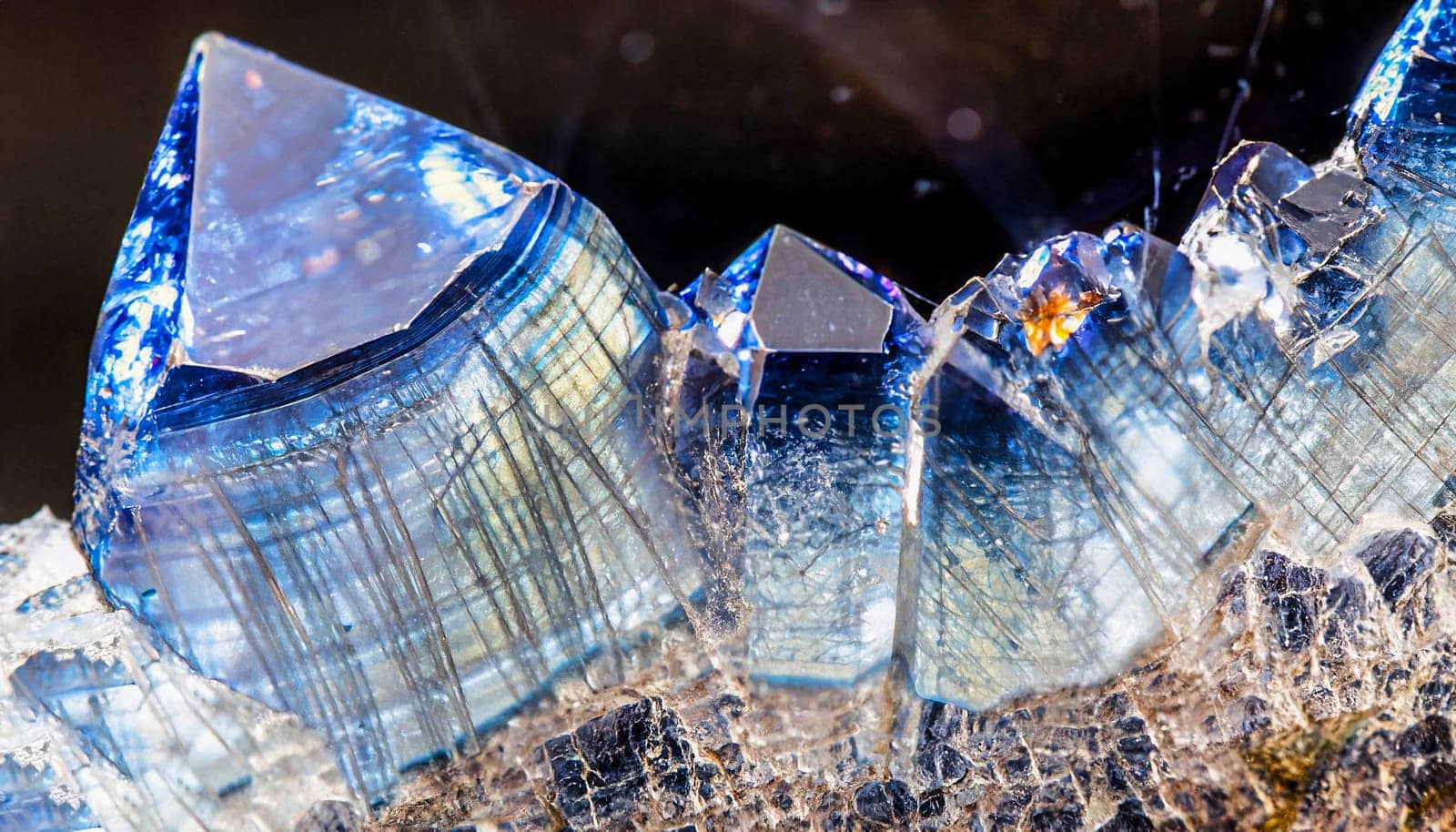 Blue Sapphire Persian Salt - Close up. macro photo of sapphire texture with crystal structure