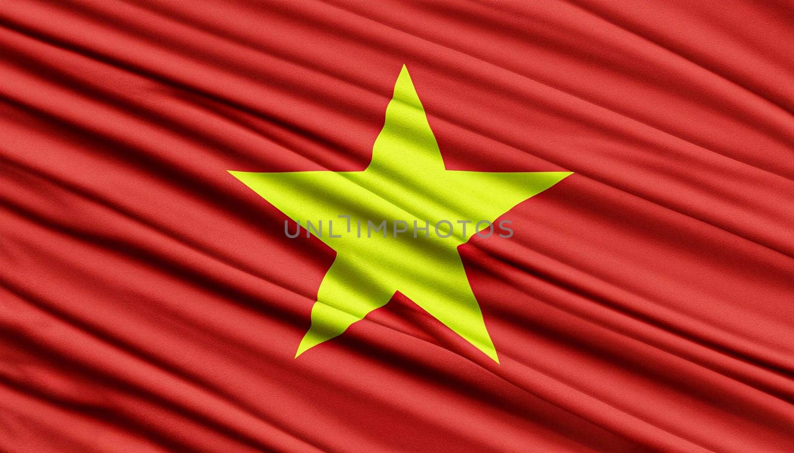 Vietnam flag with pleats with visible satin texture by dec925