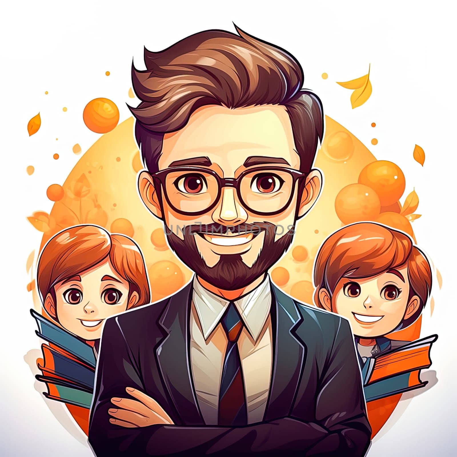 Illustration of a man with a beard of a primary school teacher. by Yurich32