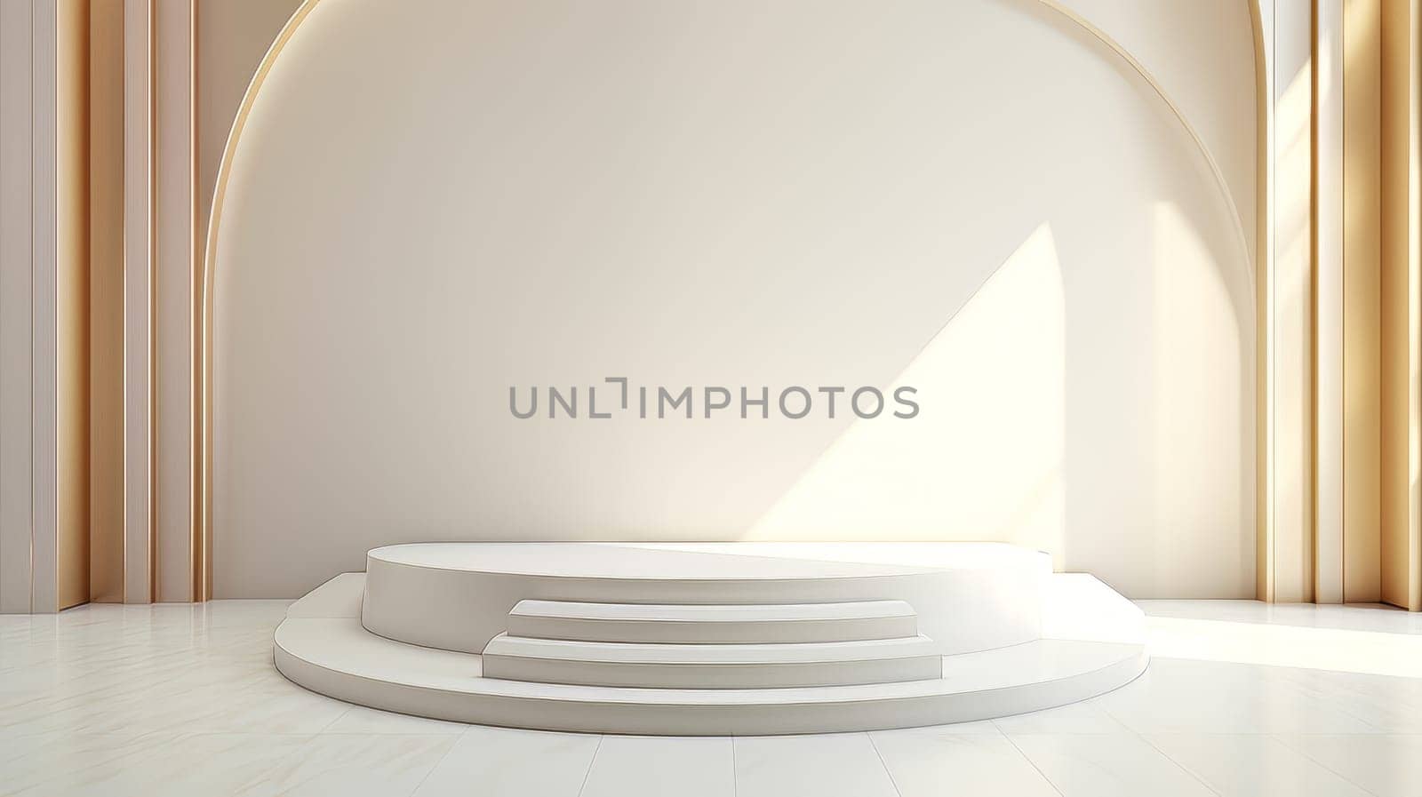 Abstract minimalistic monochrome scene with geometric shapes. White 3D visualization AI by but_photo