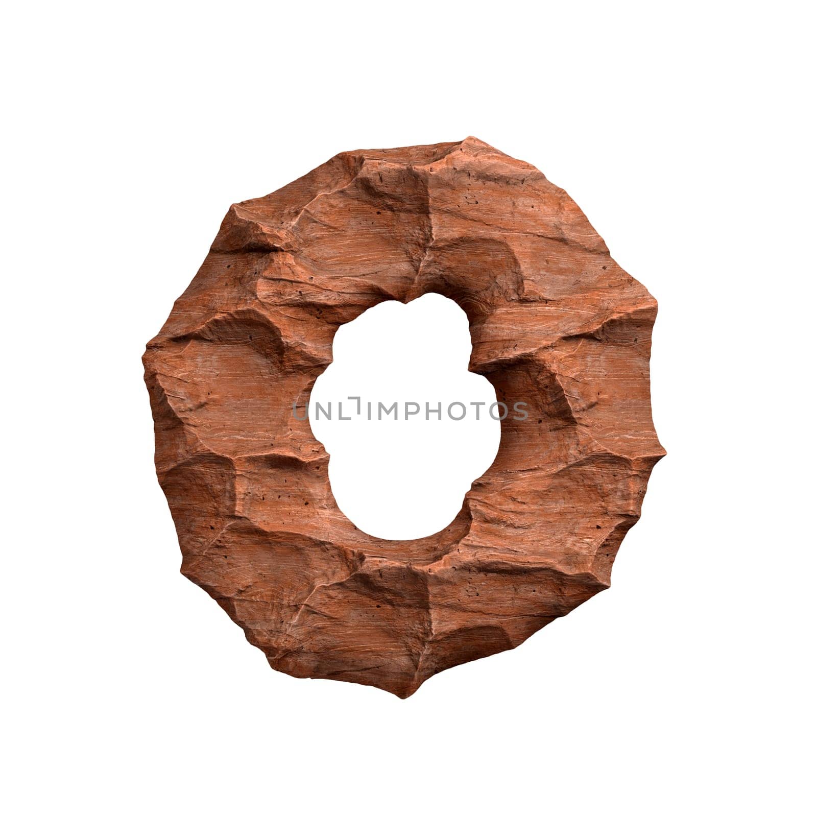 Desert sandstone letter O - Large 3d red rock font - suitable for Arizona, geology or desert related subjects by chrisroll