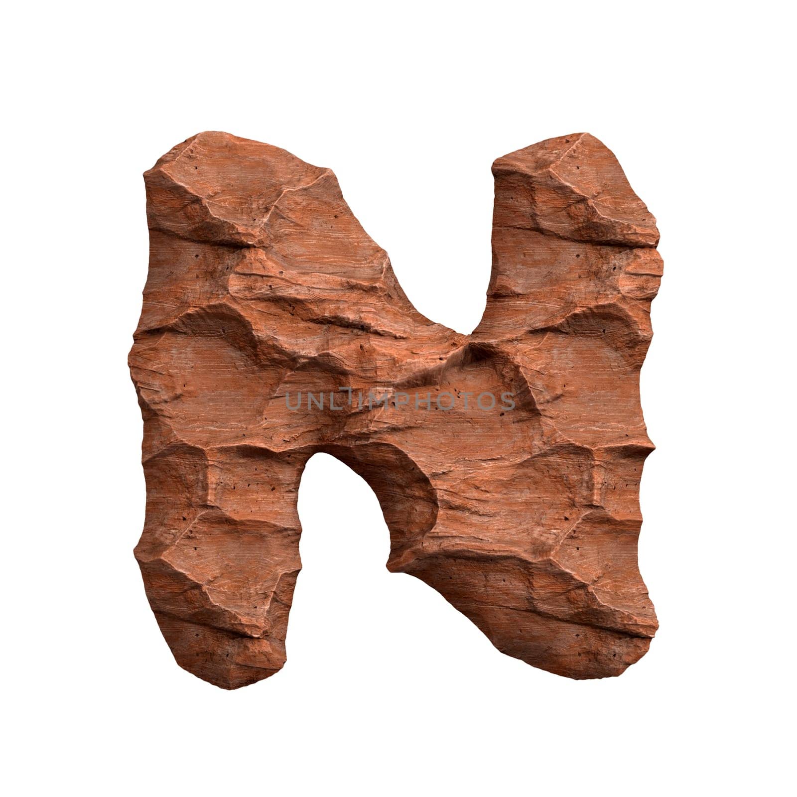 Desert sandstone letter N - Capital 3d red rock font - suitable for Arizona, geology or desert related subjects by chrisroll