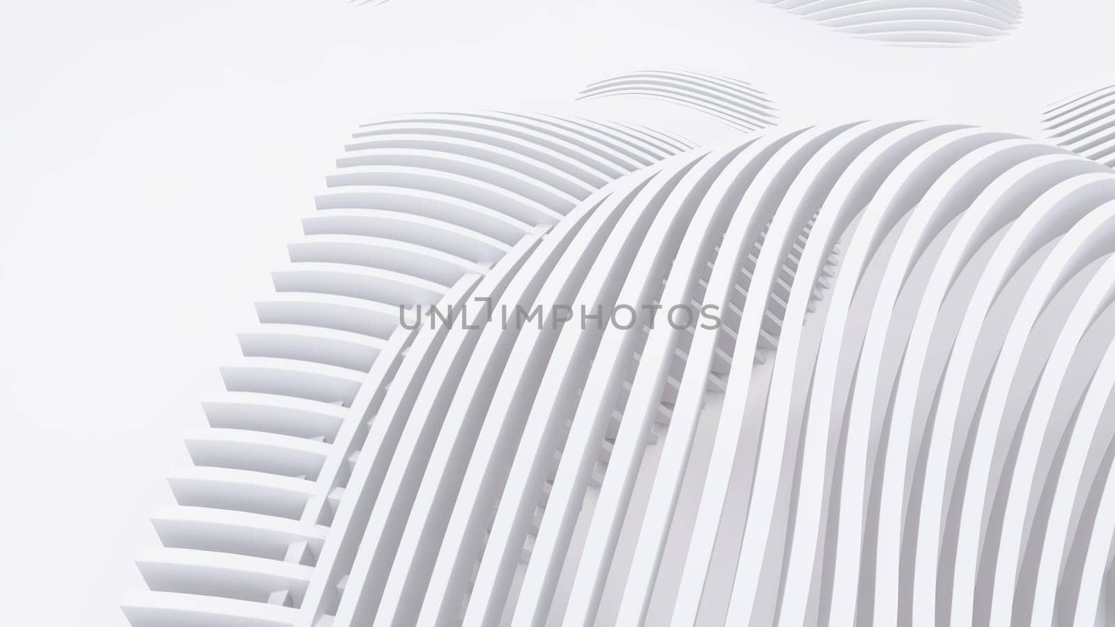 Abstract Curved Shapes. White Circular Background. Abstract background. 3d illustration