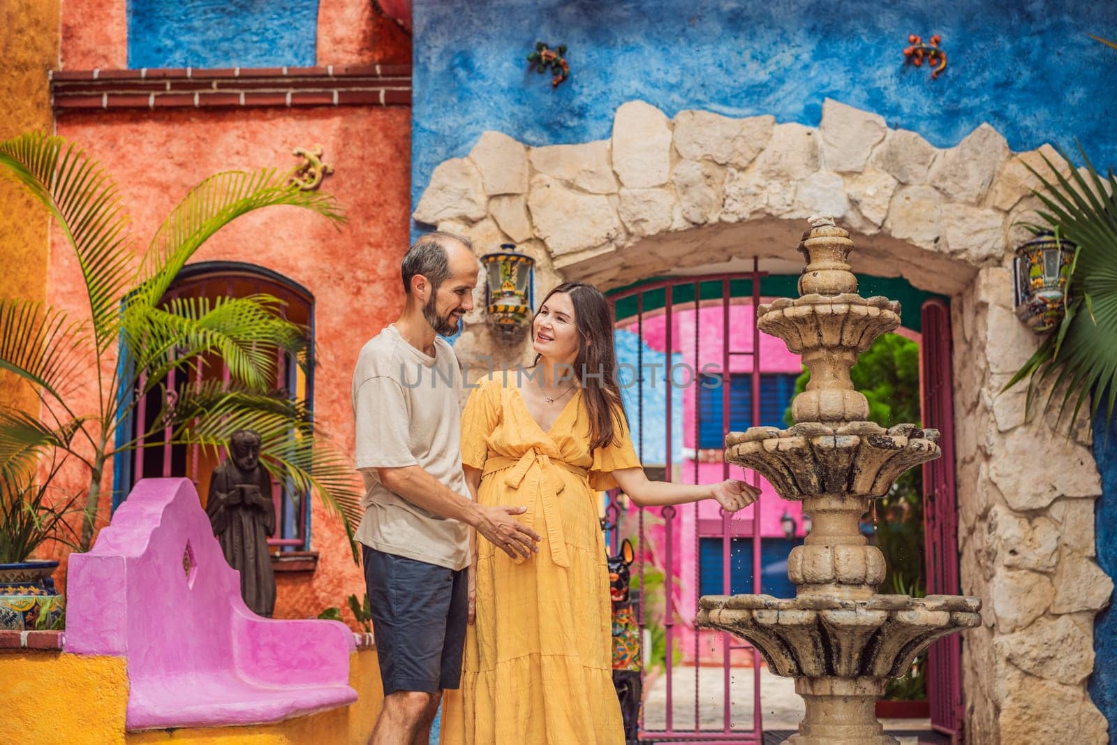 A loving couple in their 40s cherishing the miracle of childbirth in Mexico, embracing the journey of parenthood with joy and anticipation.