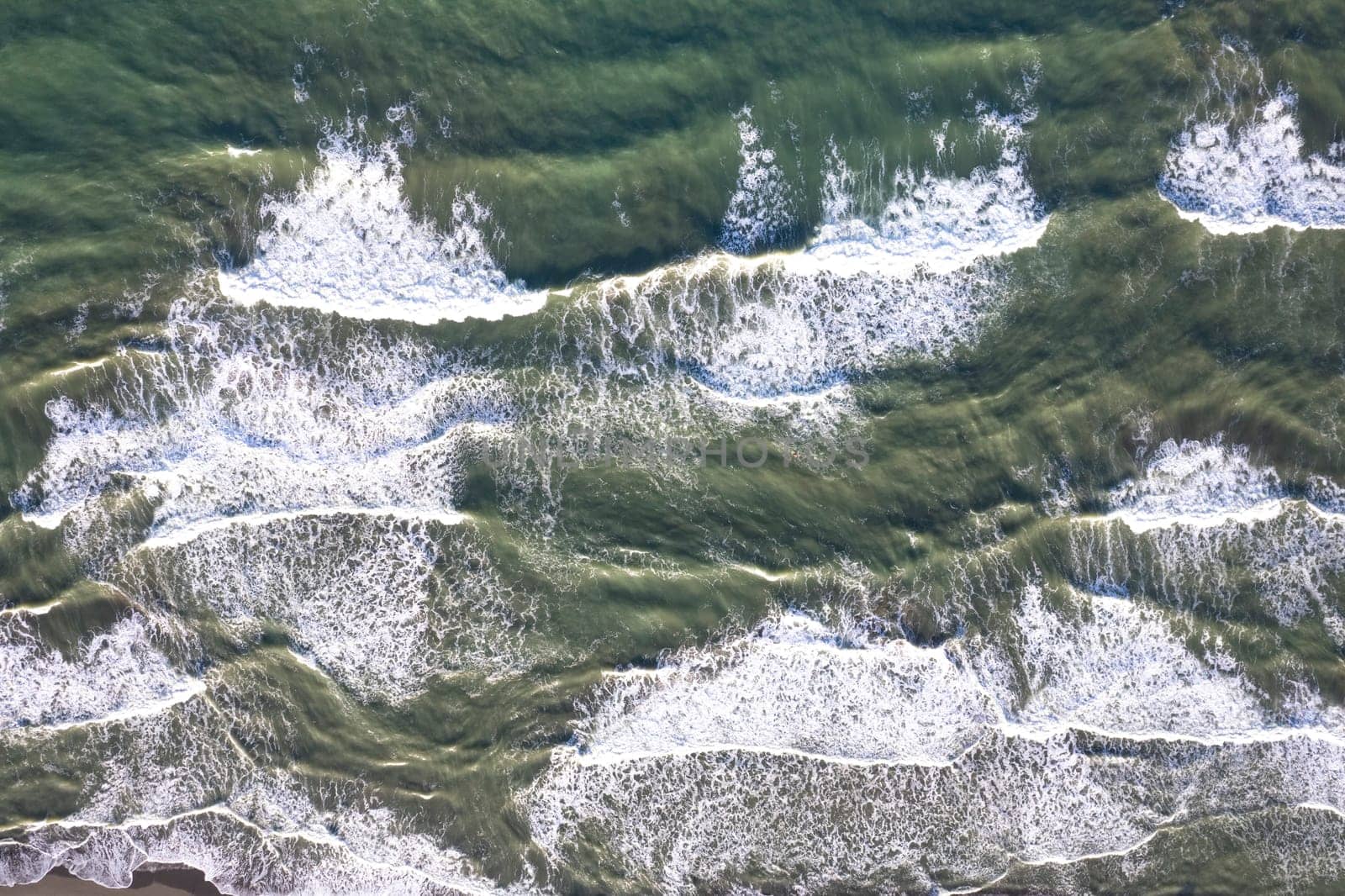 Aerial photographic documentation of the sea on a stormy day 