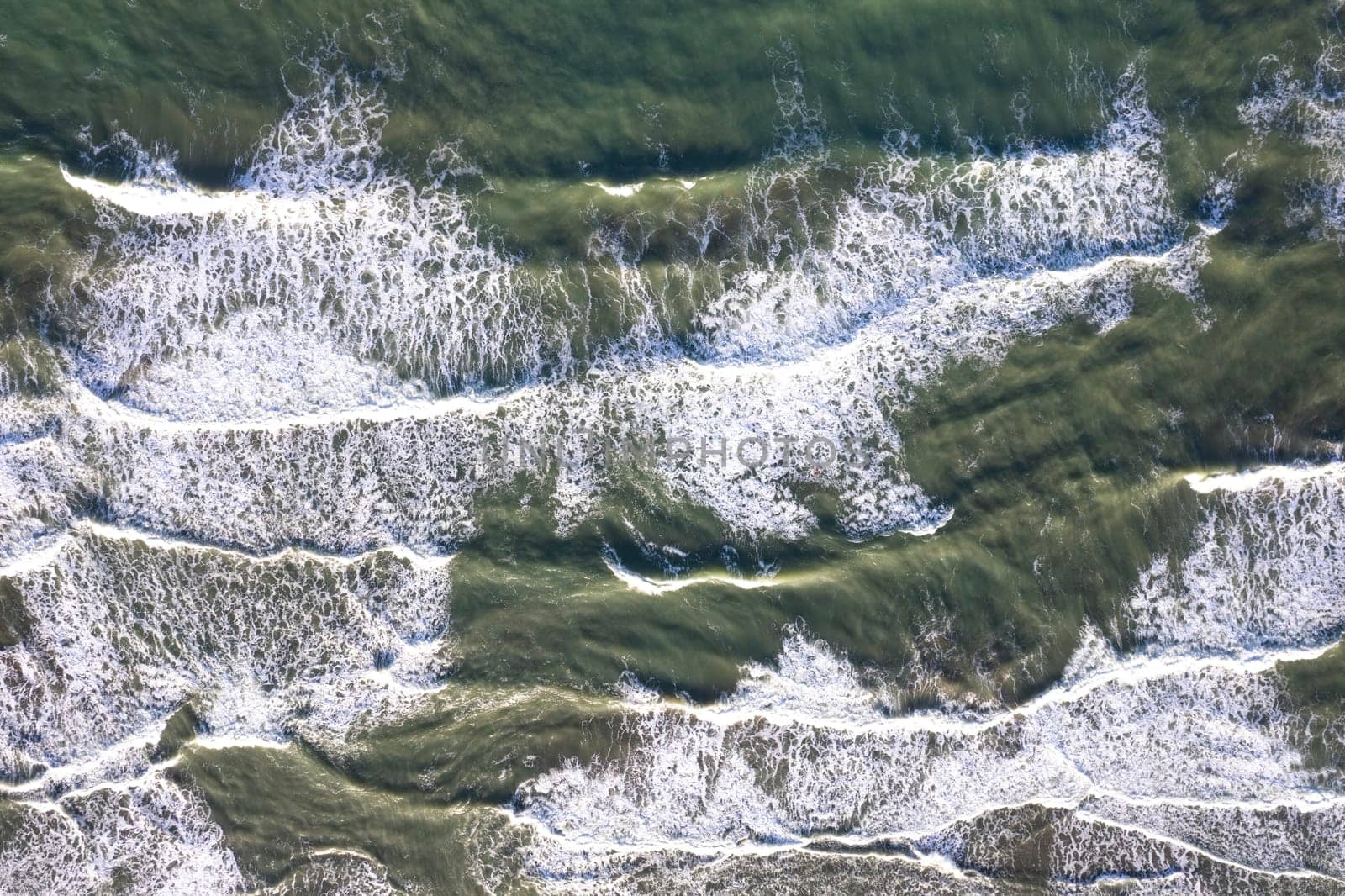 Aerial photographic documentation of the sea on a stormy day 