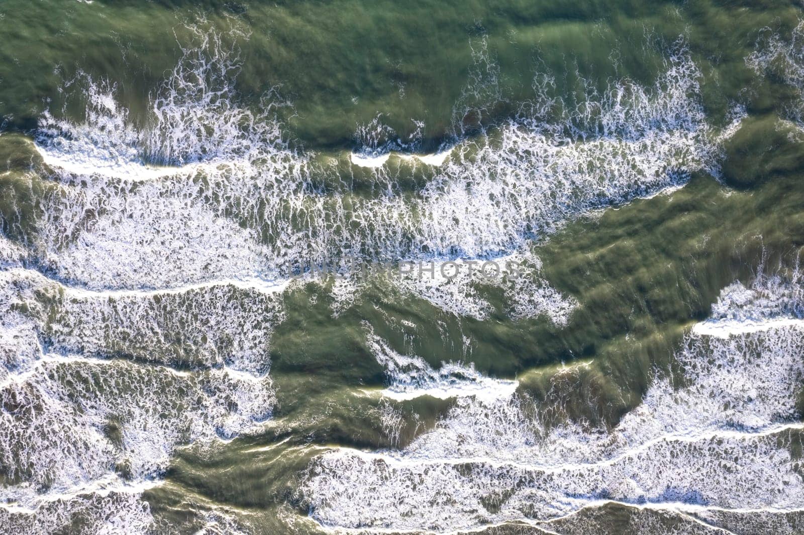 Aerial photographic documentation of the sea on a stormy day 