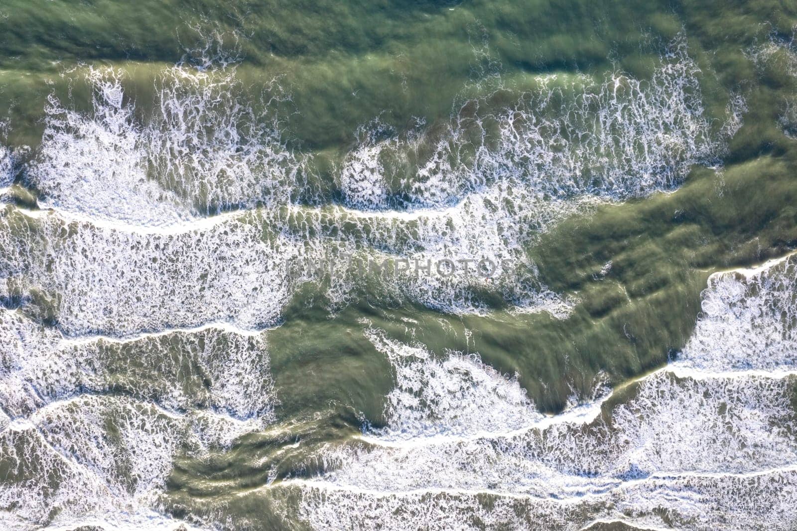 Aerial photographic documentation of the sea on a stormy day 