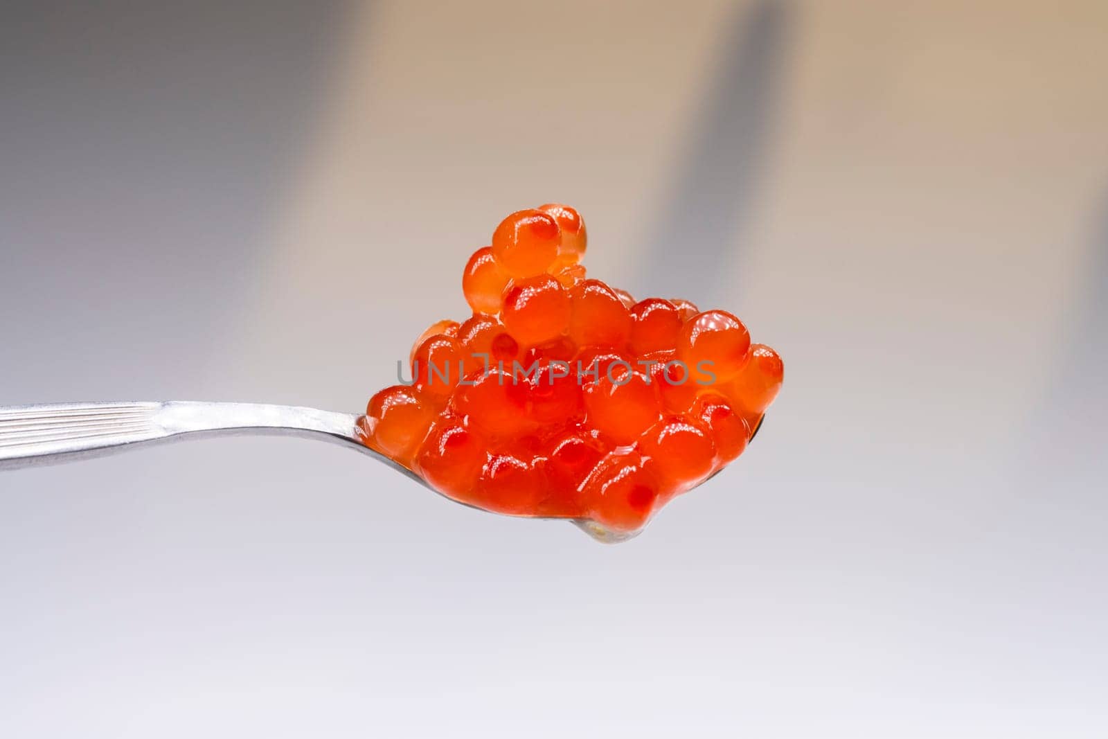 red fish caviar in a spoon, red, cuisine, delicacy