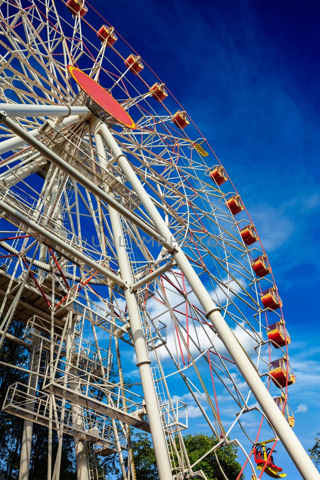 Ferris wheel in the sky, wide angle shot