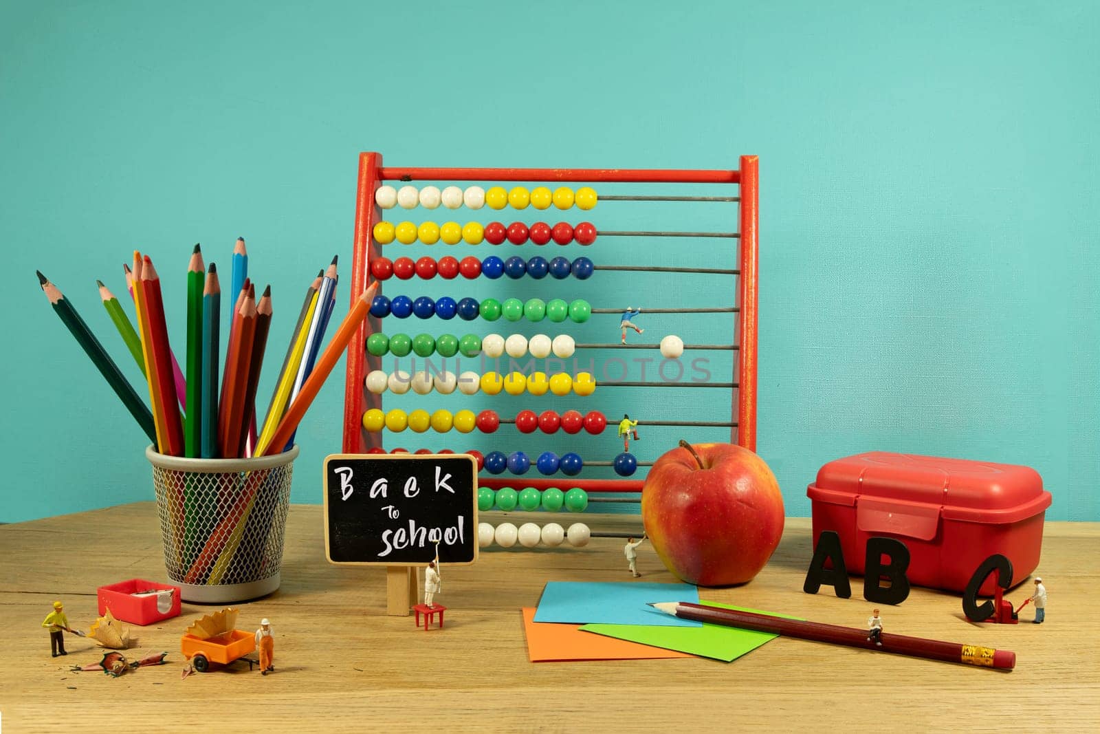 back to school concept with abacus and lunchbox by compuinfoto