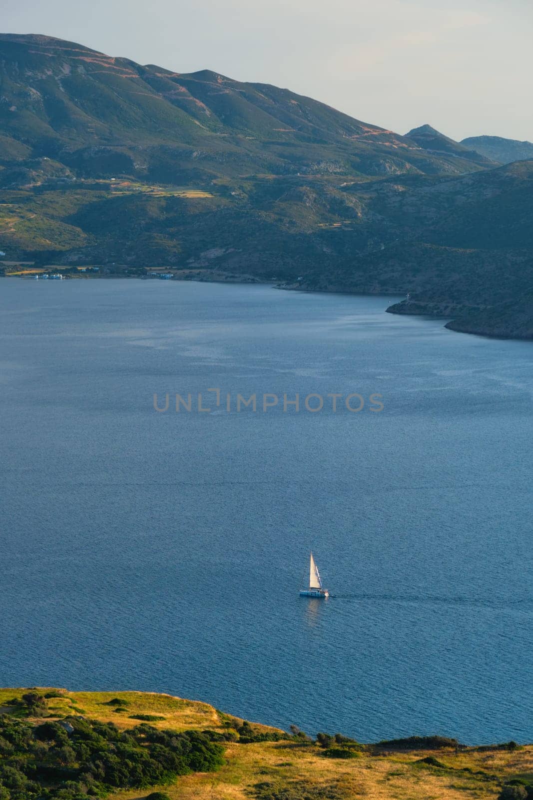 Yacht in Aegean sea near Milos island. Milos island, Greece by dimol
