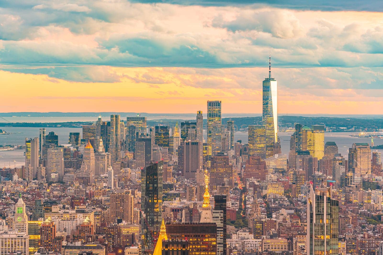 Manhattan's skyline, cityscape of New York City in the United State of America 