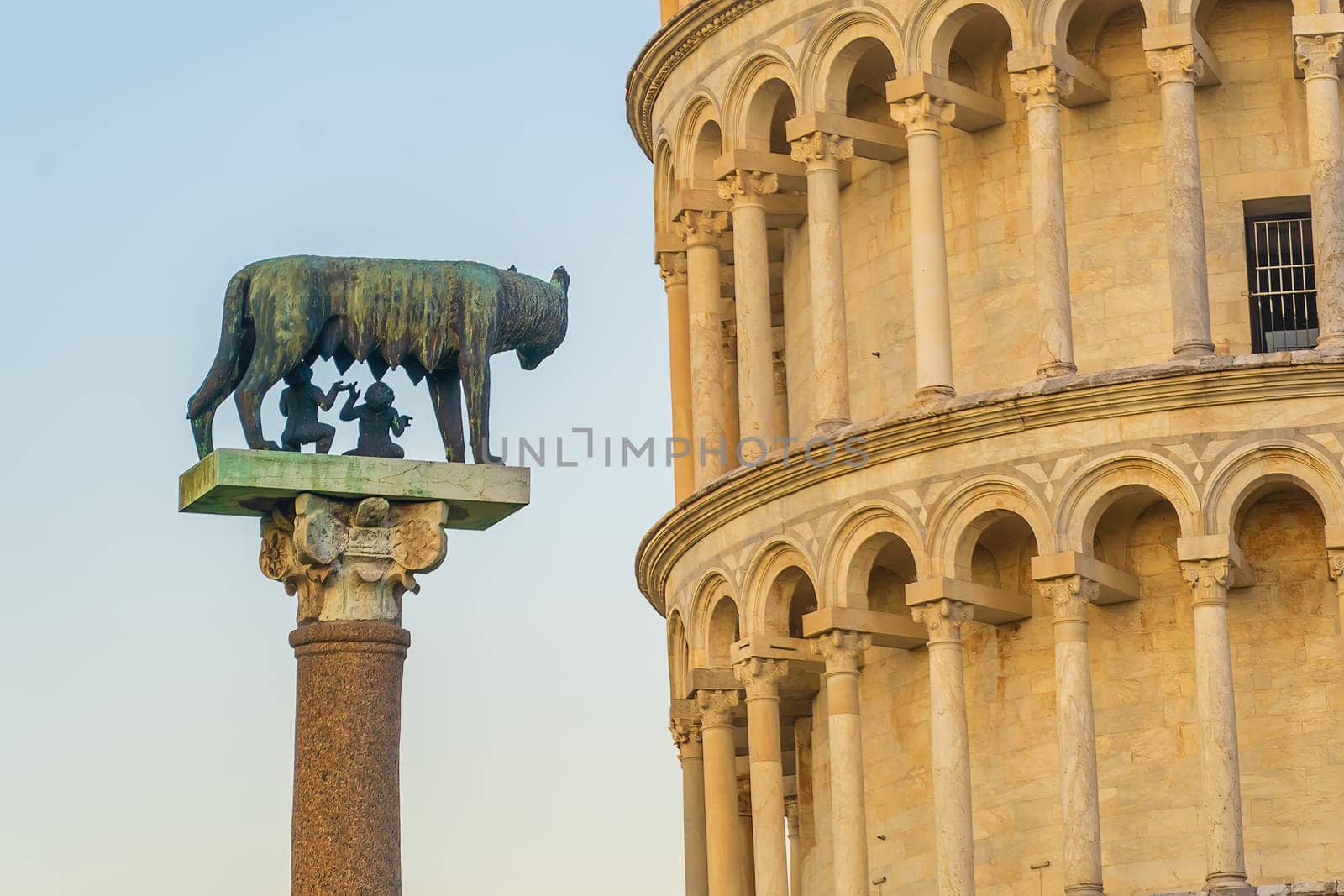 The Capitoline Wolf or Lupa Capitolina is a bronze sculpture near the Pisa Leaning Tower