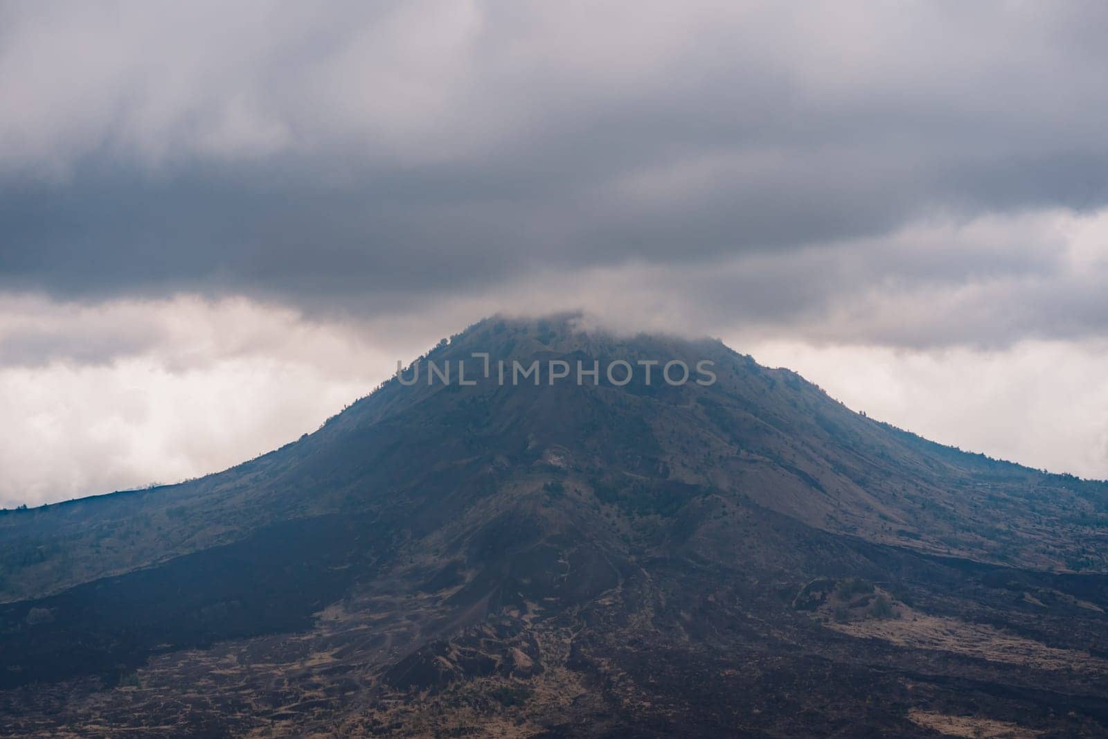 Landscape view of Batur mountain top in clouds by Popov