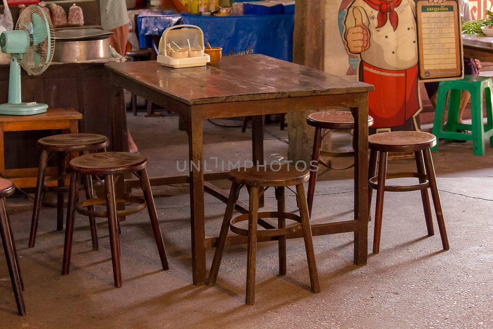 Old Chinese style wooden chairs and tables