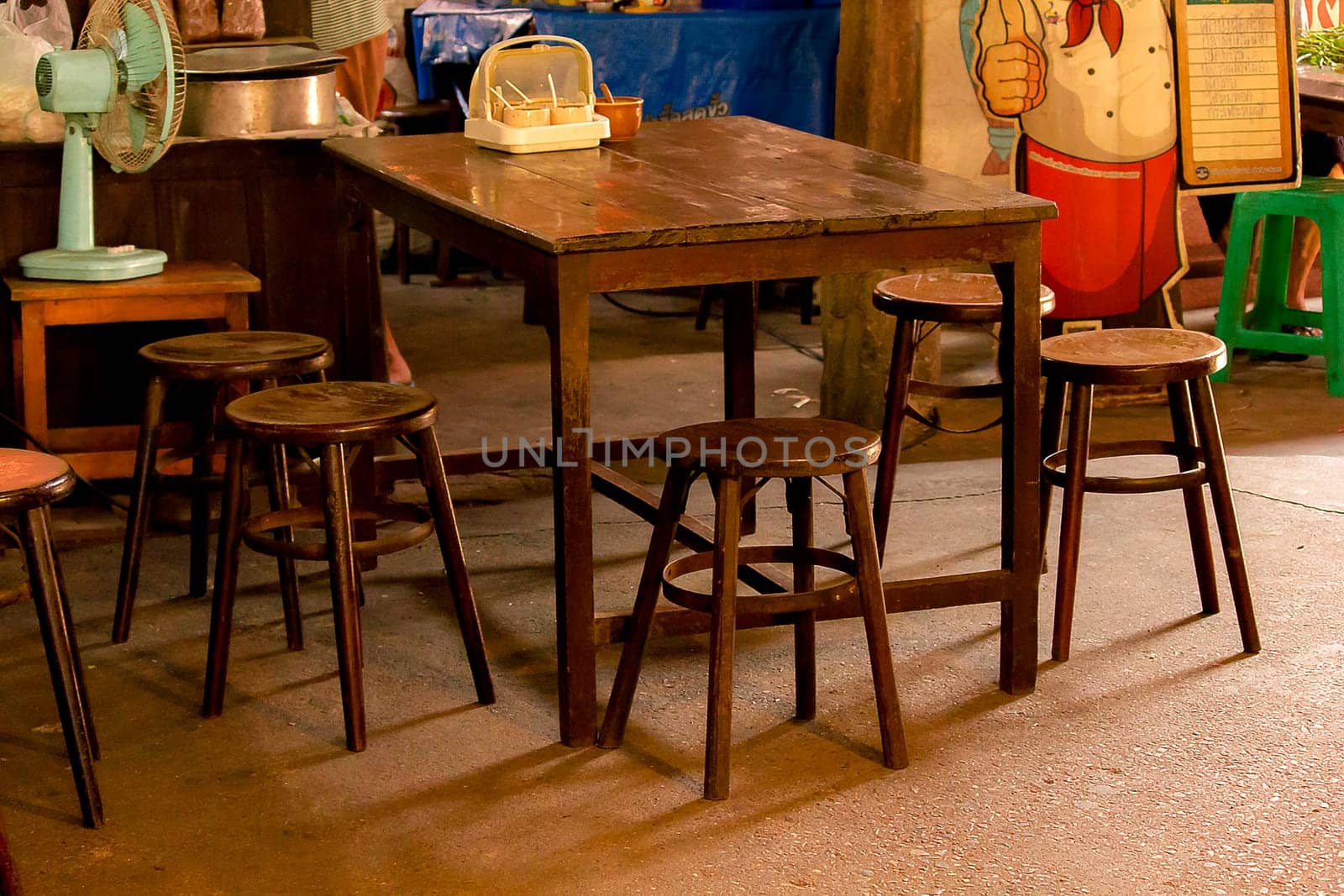 Old Chinese style wooden chairs and tables