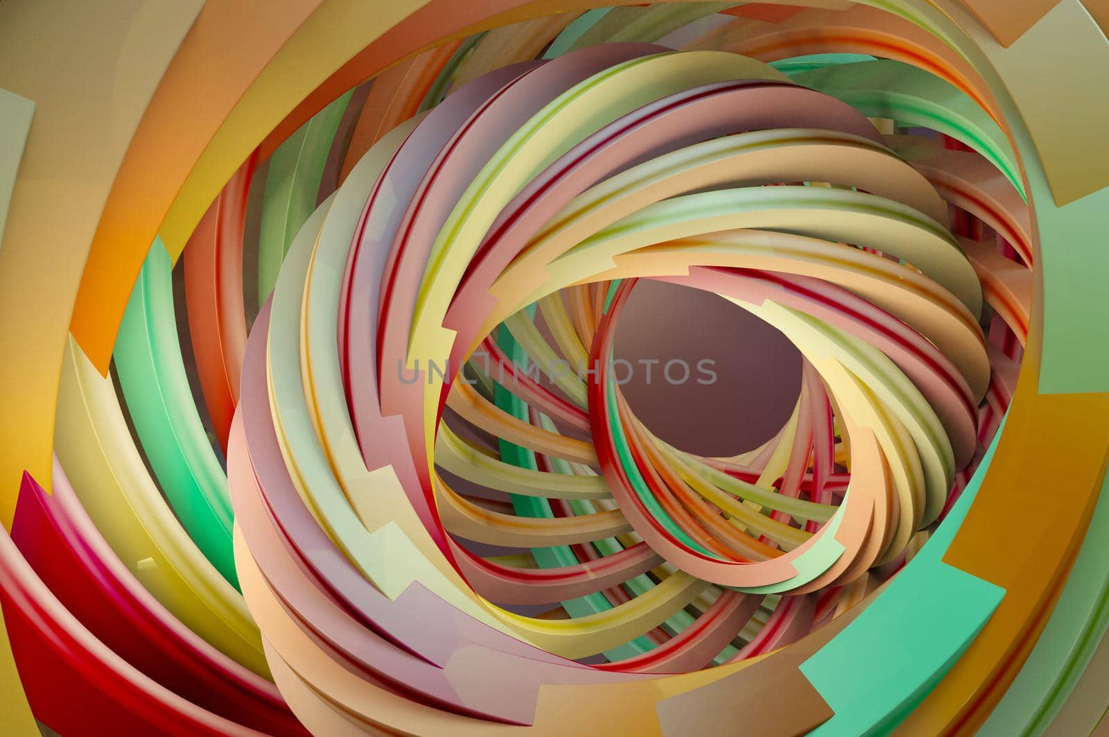 3d illustration. Abstract 3d rendering of twisted lines. Modern background design
