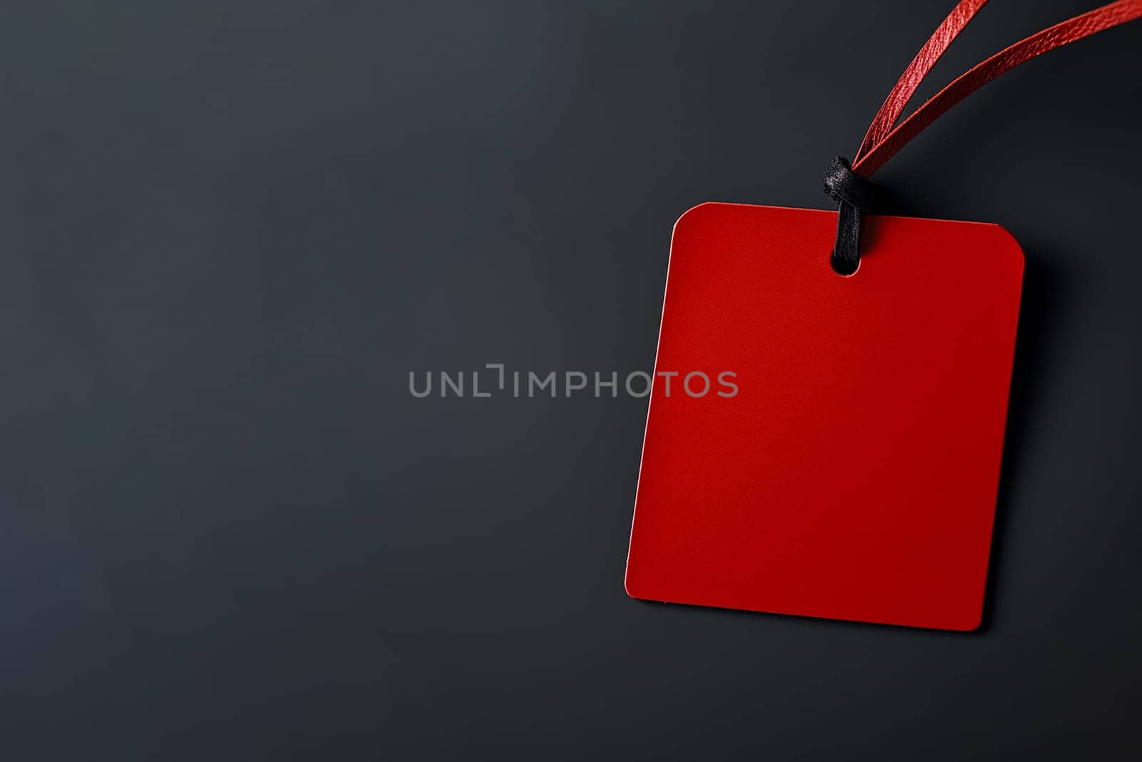 Red empty price tag on black or dark background. Black Friday concept, template copyspace by ijeab
