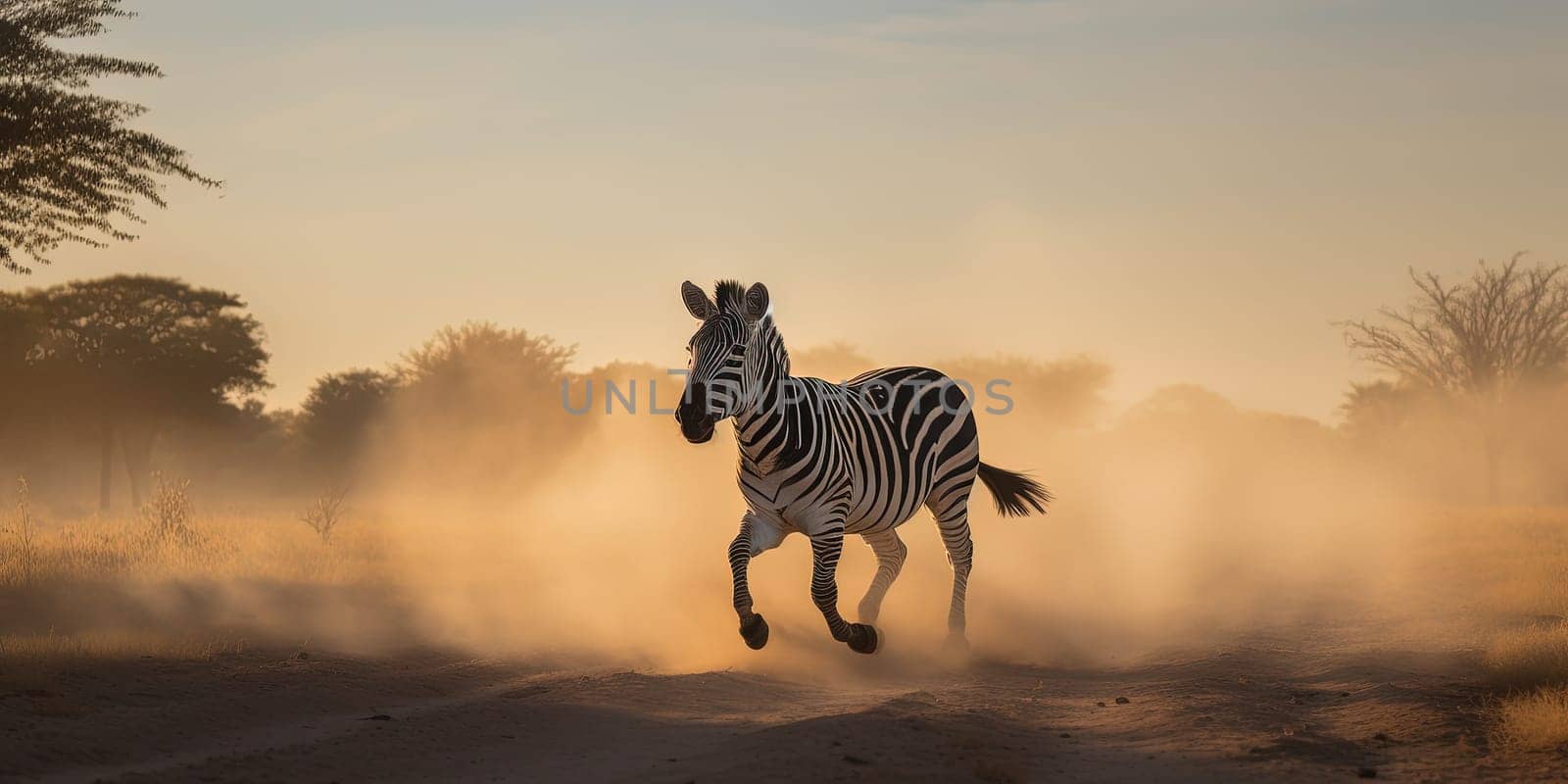 Zebra running through the steppe by tan4ikk1