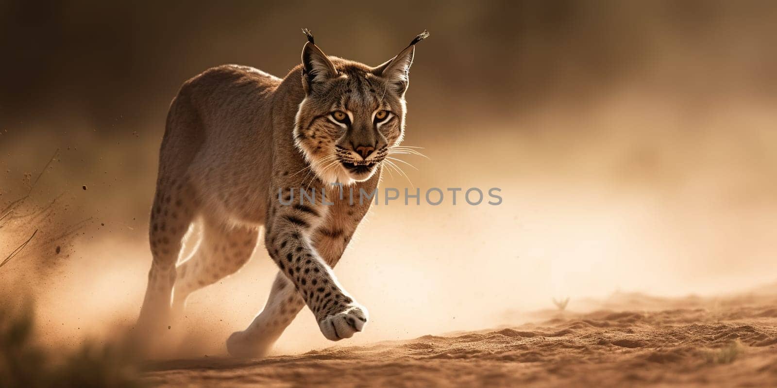 Lynx running through the steppe by tan4ikk1