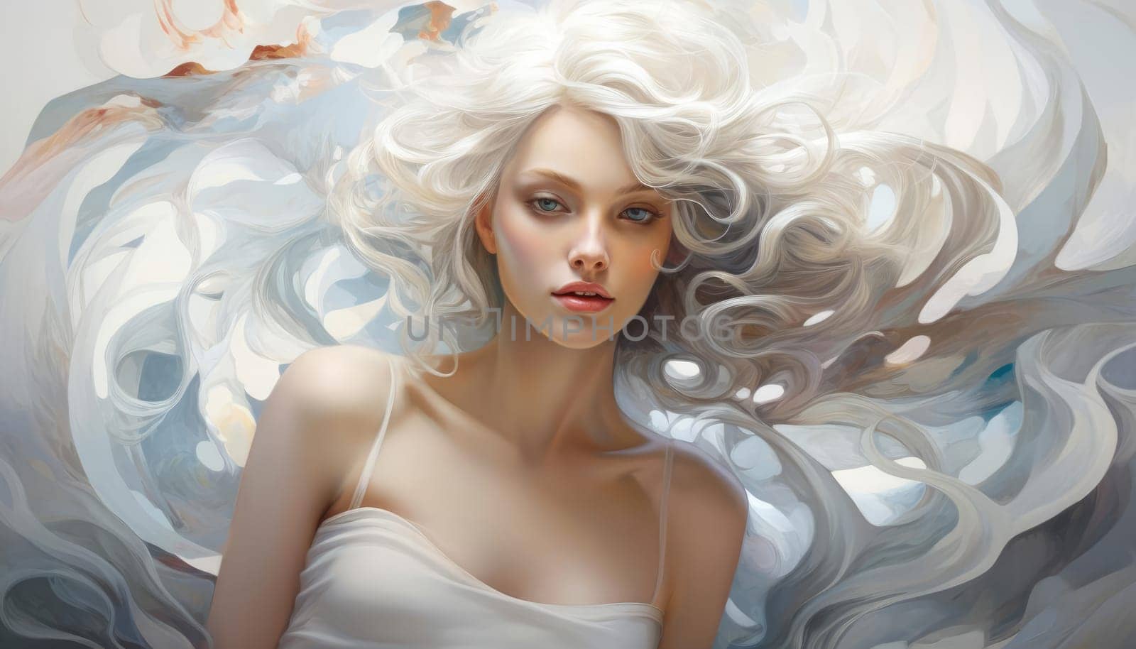 Portrait of a young beautiful woman with blonde hair by cherezoff