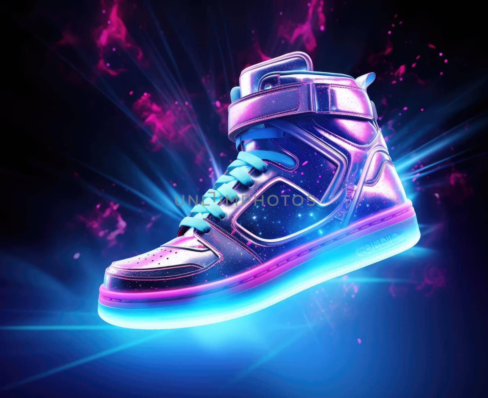 Sneakers with glowing cyberpunk elements by cherezoff