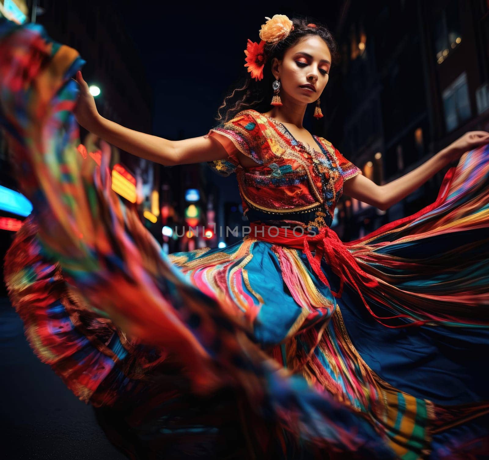 Beautiful Mexican girl is dancing by cherezoff