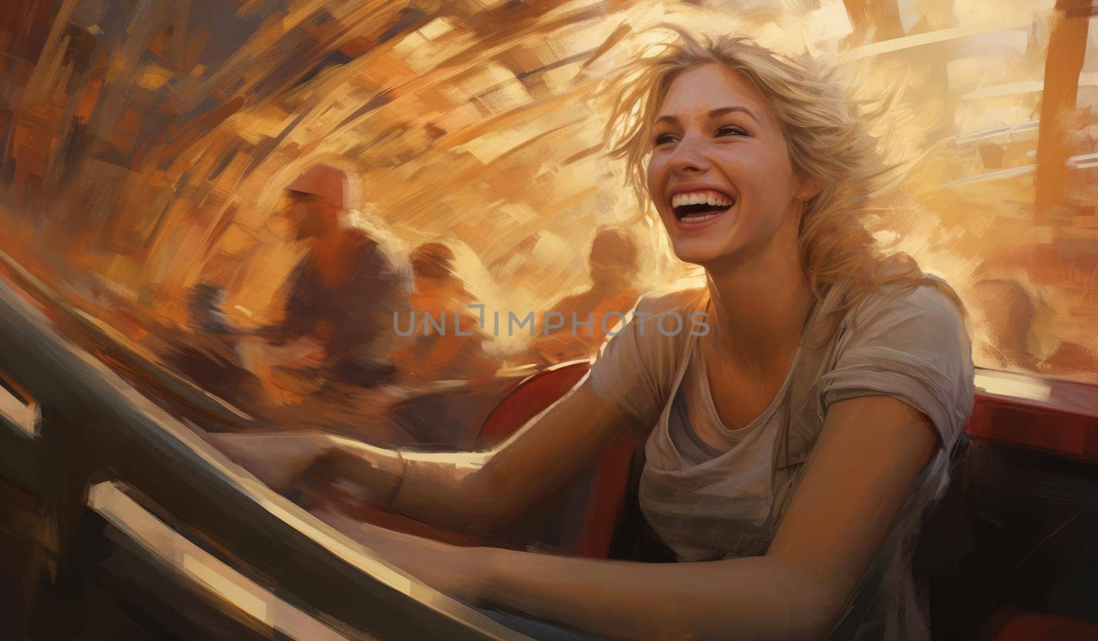 Young woman relaxing in an amusement park by cherezoff