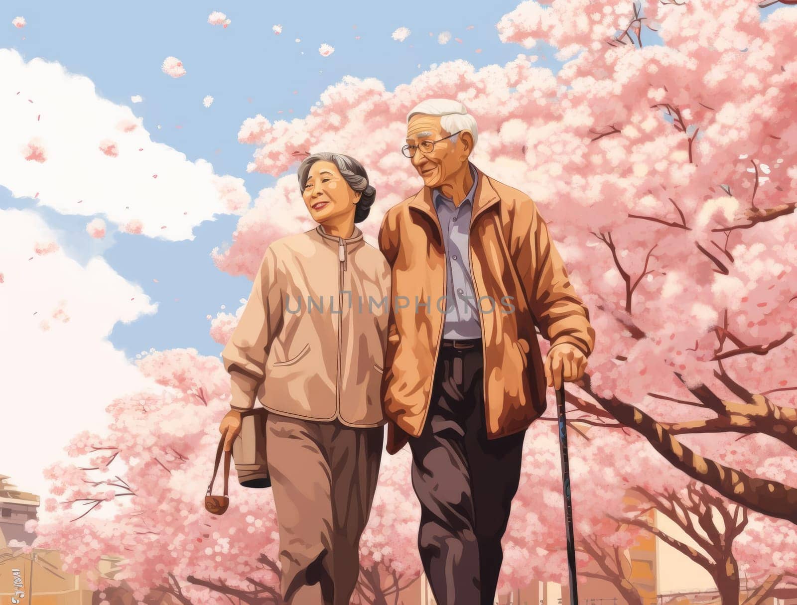 Elderly Japanese couple by cherezoff