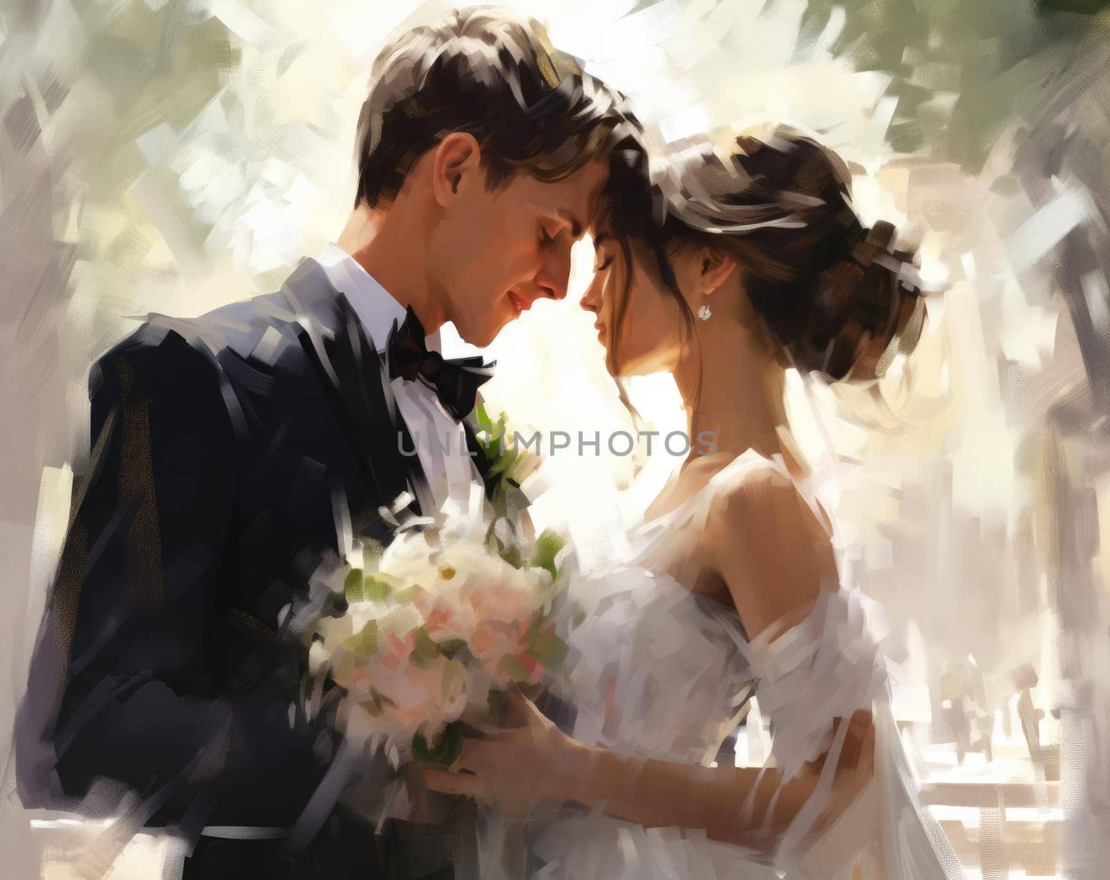 Portrait of a young couple bride and groom