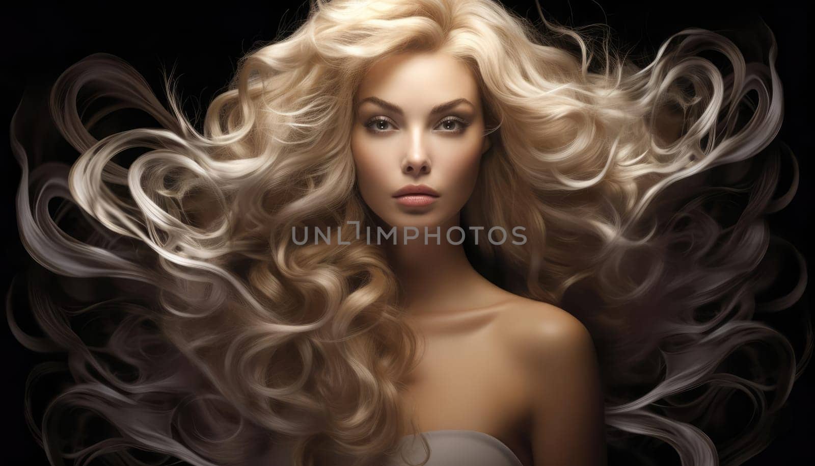 Portrait of a young beautiful woman with blonde hair by cherezoff